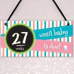 Weeks Baby Due Pregnancy Countdown Chalkboard Hanging Plaque