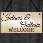 Shabby & Chic Wedding Sign Inlaw Outlaw Welcome Bride Plaque