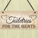 Shabby & Chic Wedding Sign Toiletries For Gents Groom Plaque