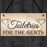 Shabby & Chic Wedding Sign Toiletries For Gents Groom Plaque