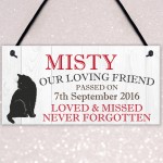 Personalised Pet Cat Memorial Bereavement Loss Hanging Plaque