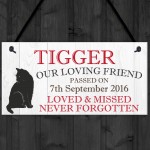 Personalised Pet Cat Memorial Bereavement Loss Hanging Plaque