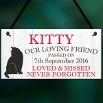 Personalised Pet Cat Memorial Bereavement Loss Hanging Plaque