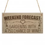 Forecast Gardening Wine Funny Garden Shed Alcohol Hanging Plaque
