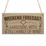 Forecast Gardening Wine Funny Garden Shed Alcohol Hanging Plaque