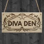 Diva Den Garden Woman Cave Shed Mum Sister Gift Hanging Plaque