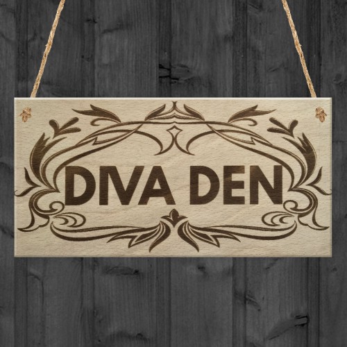 Diva Den Garden Woman Cave Shed Mum Sister Gift Hanging Plaque