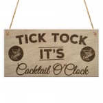 Cocktail O'Clock Alcohol Man Cave Home Bar Shed Hanging Plaque