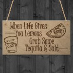 Lemons Tequila Man Cave Funny Home Bar Alcohol Hanging Plaque 