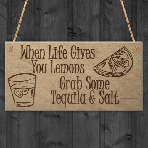 Lemons Tequila Man Cave Funny Home Bar Alcohol Hanging Plaque 
