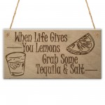 Lemons Tequila Man Cave Funny Home Bar Alcohol Hanging Plaque 