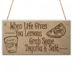 Lemons Tequila Man Cave Funny Home Bar Alcohol Hanging Plaque 