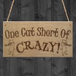 Cat Short Of Crazy Funny Kitten Cat Friendship Hanging Plaque 