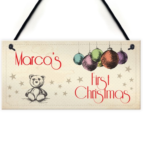 Personalised Baby First Christmas 1st Xmas Tree Hanging Plaque