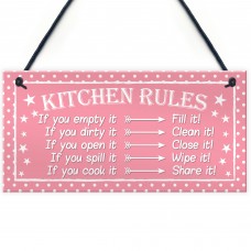 Kitchen Rules Polka Dot Funny Home Decorative Hanging Plaque