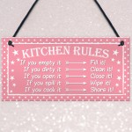 Kitchen Rules Polka Dot Funny Home Decorative Hanging Plaque