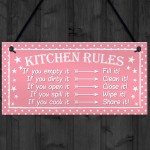 Kitchen Rules Polka Dot Funny Home Decorative Hanging Plaque