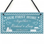 Personalised First Home Together Housewarming Hanging Plaque