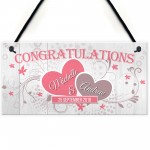 Congratulations Couple Wedding Engagement Gift Hanging Plaque