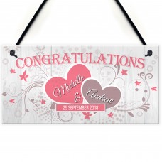 Congratulations Couple Wedding Engagement Gift Hanging Plaque