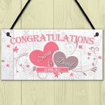 Congratulations Couple Wedding Engagement Gift Hanging Plaque