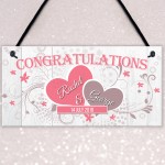 Congratulations Couple Wedding Engagement Gift Hanging Plaque