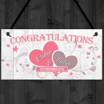 Congratulations Couple Wedding Engagement Gift Hanging Plaque
