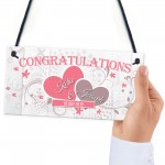 Congratulations Couple Wedding Engagement Gift Hanging Plaque