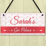 Personalised Gin Palace Alcohol Home Friendship Hanging Plaque 