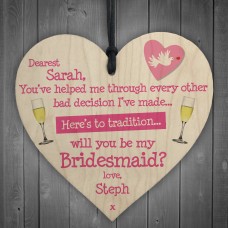 Personalised Bridesmaid Invitation Funny Wedding Hanging Plaque