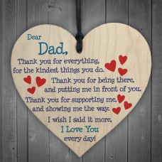 Dad I Love You Everyday Father's Day Gift Wooden Hanging Heart 
