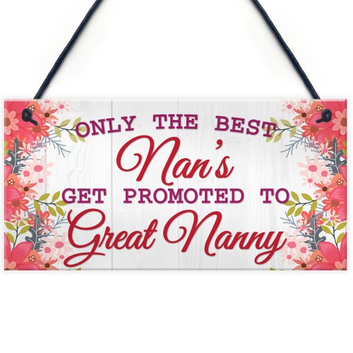 BEST NANS Promoted To GREAT NANNY Pregnancy Gift Hanging Plaque 