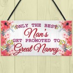 BEST NANS Promoted To GREAT NANNY Pregnancy Gift Hanging Plaque 