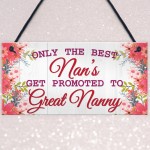 BEST NANS Promoted To GREAT NANNY Pregnancy Gift Hanging Plaque 