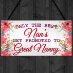 BEST NANS Promoted To GREAT NANNY Pregnancy Gift Hanging Plaque 