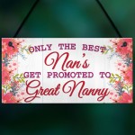 BEST NANS Promoted To GREAT NANNY Pregnancy Gift Hanging Plaque 