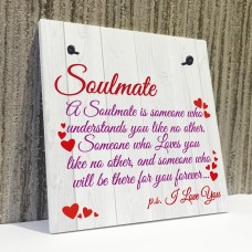 Soulmate I Love You Cute Christmas Gift Hanging Heart Plaque