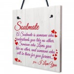 Soulmate I Love You Cute Christmas Gift Hanging Heart Plaque
