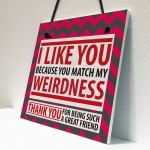 Match Weirdness Funny Friendship Christmas Gift Hanging Plaque