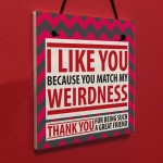 Match Weirdness Funny Friendship Christmas Gift Hanging Plaque