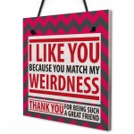 Match Weirdness Funny Friendship Christmas Gift Hanging Plaque