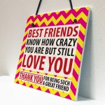 Best Friends Crazy Christmas Home Friendship Gift Hanging Plaque
