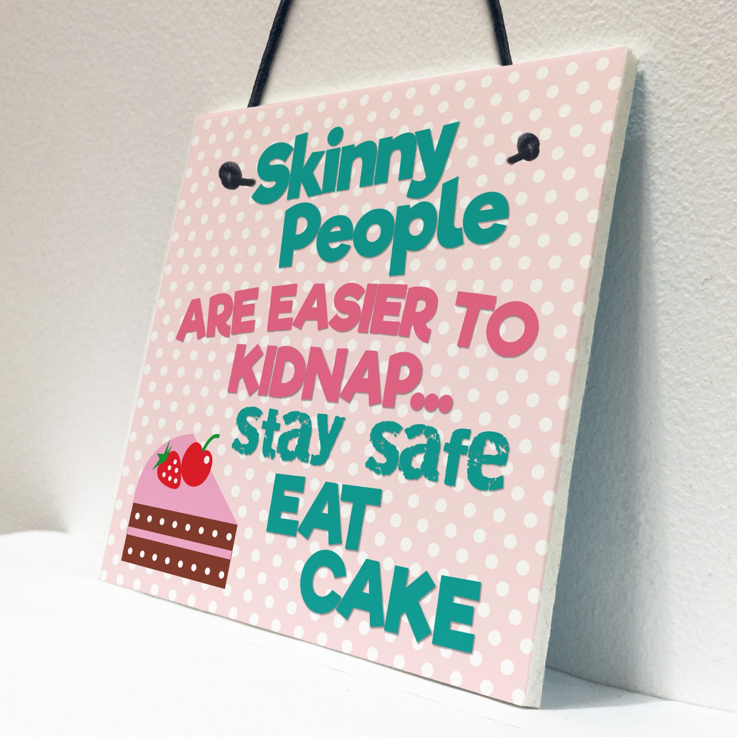 Gift Base Federa Cuscino Quadrato 40x40 Cm – Effetto Lino Con Frase 'Skinny People Are Easier To Kidnap' – Stampa Un Lato