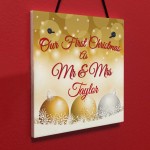 Personalised First 1st Christmas Mr & Mrs Decor Hanging Plaque