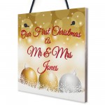 Personalised First 1st Christmas Mr & Mrs Decor Hanging Plaque