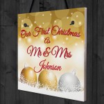 Personalised First 1st Christmas Mr & Mrs Decor Hanging Plaque