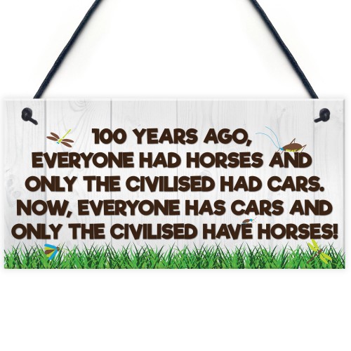 Civilised Horses Funny Barn Stable Door Pony Gift Haging Plaque