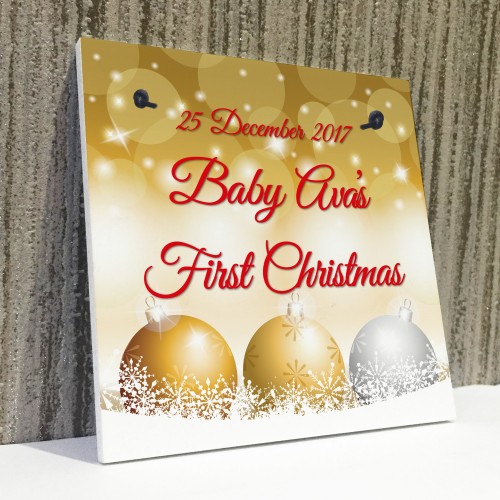 Personalised Baby First 1st Christmas Tree Bauble Hanging Plaque