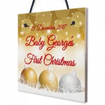 Personalised Baby First 1st Christmas Tree Bauble Hanging Plaque