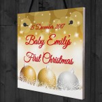 Personalised Baby First 1st Christmas Tree Bauble Hanging Plaque